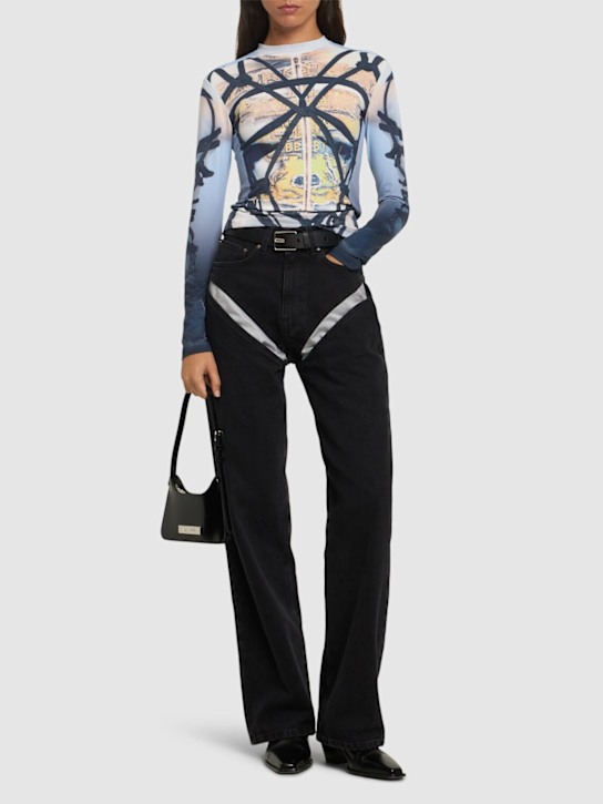 Y/PROJECT: High rise cutout denim wide jeans - women_1 | Luisa Via Roma