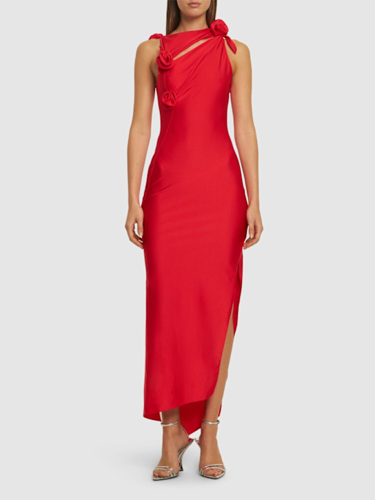 Coperni: Asymmetric flower stretch jersey gown - women_1 | Luisa Via Roma