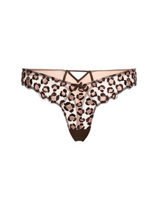 Fleur Du Mal: Leopard embroidered thong - women_0 | Luisa Via Roma