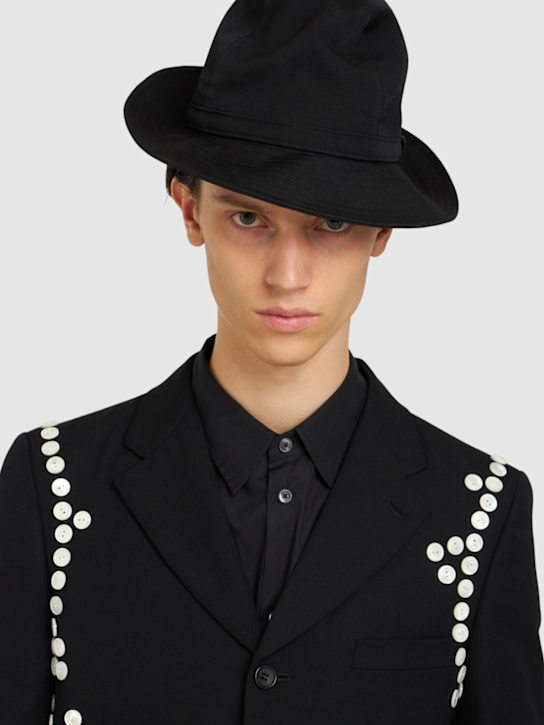 Yohji Yamamoto: Fedora wrinkled wool gabardine hat - men_1 | Luisa Via Roma