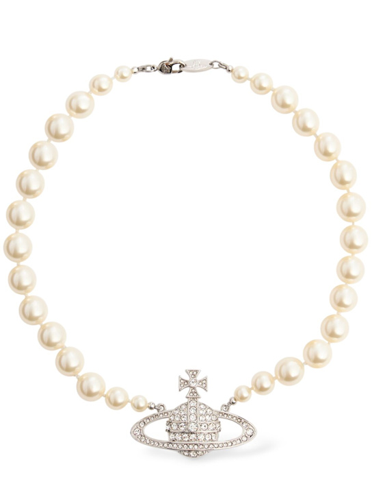 Vivienne Westwood: One row faux pearl bas relief choker - women_0 | Luisa Via Roma