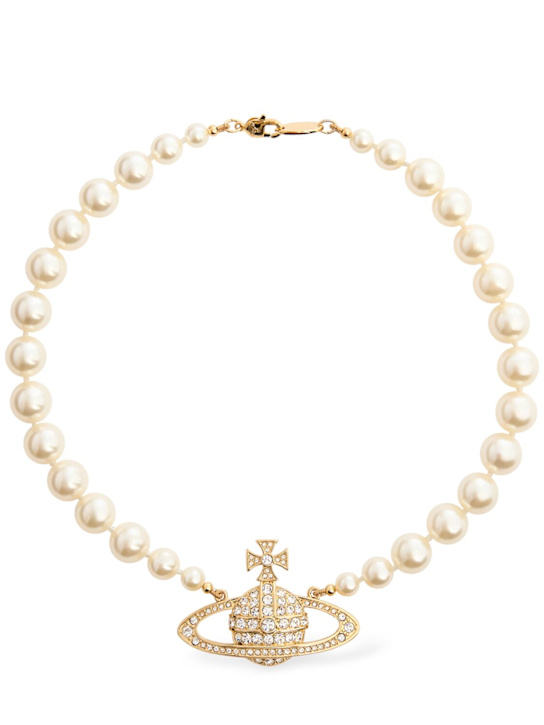 Vivienne Westwood: One row faux pearl bas relief choker - women_0 | Luisa Via Roma