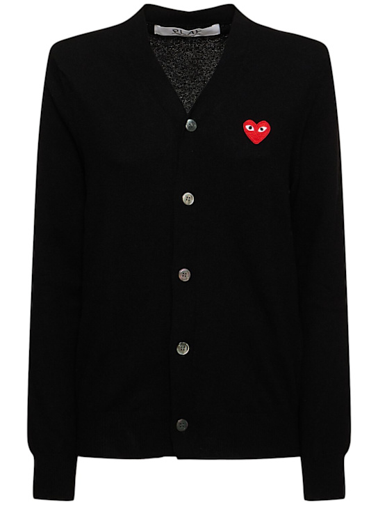 Comme des Garçons Play: Cardigan en laine à col en V - women_0 | Luisa Via Roma