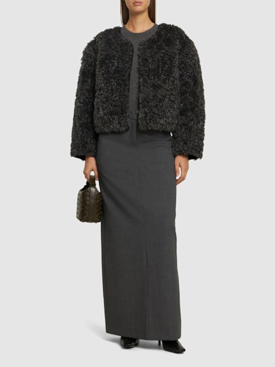 Stand Studio: Charmaine plush jacket - Grey/Black - women_1 | Luisa Via Roma