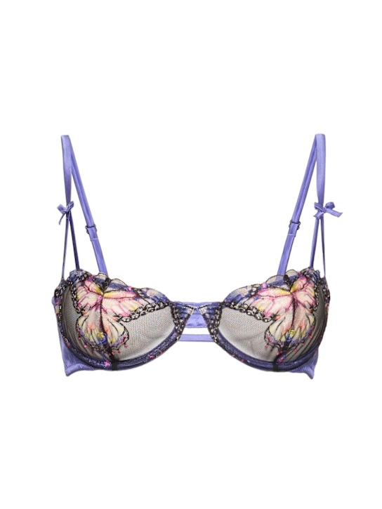 Butterfly embroidered balconette bra