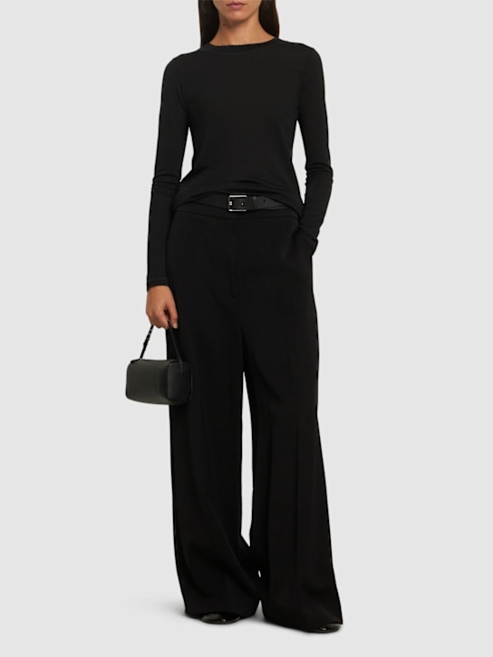 Jil Sander: Logo wool blend jersey top - Black - women_1 | Luisa Via Roma