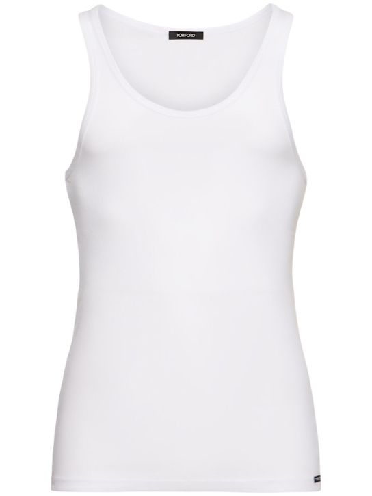 Tom Ford: Cotton & modal rib tank top - White - men_0 | Luisa Via Roma