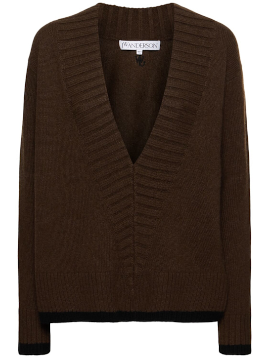 JW Anderson: Wool blend knit v neck sweater - women_0 | Luisa Via Roma