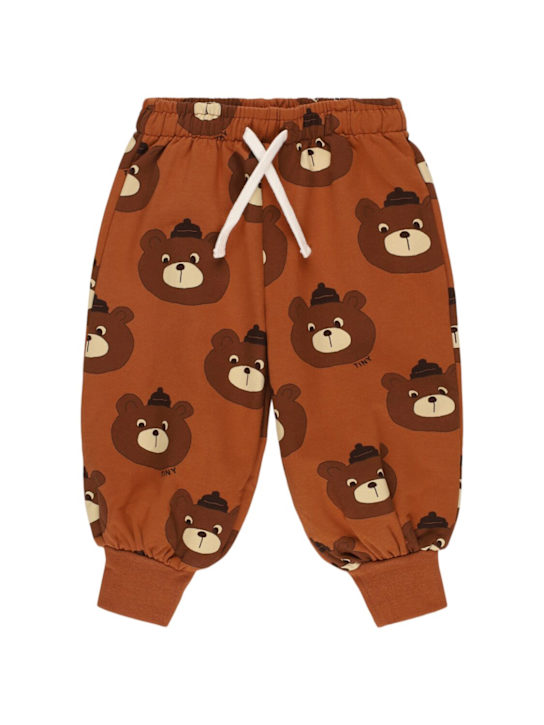 Tiny Cottons: Pantaloni Bear in felpa di misto cotone stampato - kids-girls_0 | Luisa Via Roma