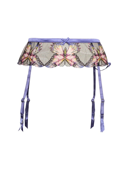 Fleur Du Mal: Butterfly embroidered garter - women_0 | Luisa Via Roma