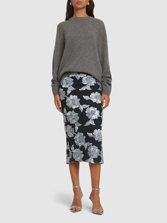 Rotate: Gonna midi in mesh a fiori - Grigio/Nero - women_1 | Luisa Via Roma