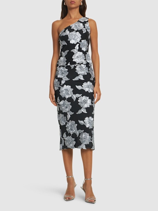 Rotate: Flower mesh one shoulder top - Grey/Black - women_1 | Luisa Via Roma