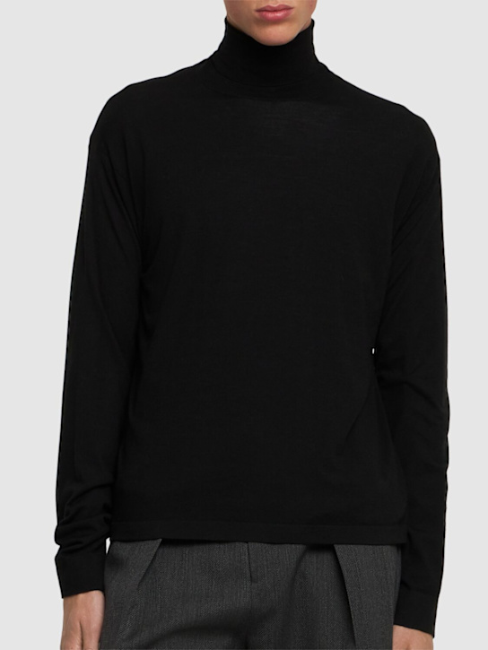 The Row: Mavel wool knit turtleneck sweater - Black - men_2 | Luisa Via Roma