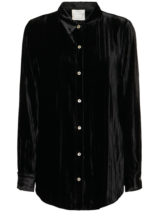 Forte_forte: Plissè velvet shirt - women_0 | Luisa Via Roma