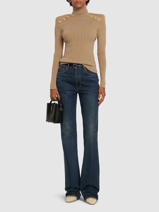 Balmain: Button-trimmed knit turtleneck sweater - women_1 | Luisa Via Roma