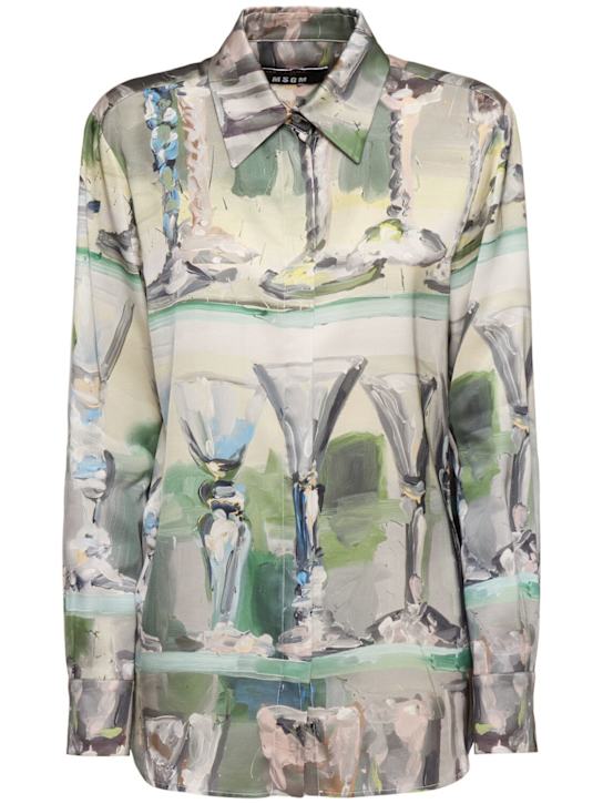 MSGM: Chemise en satin imprimé - women_0 | Luisa Via Roma