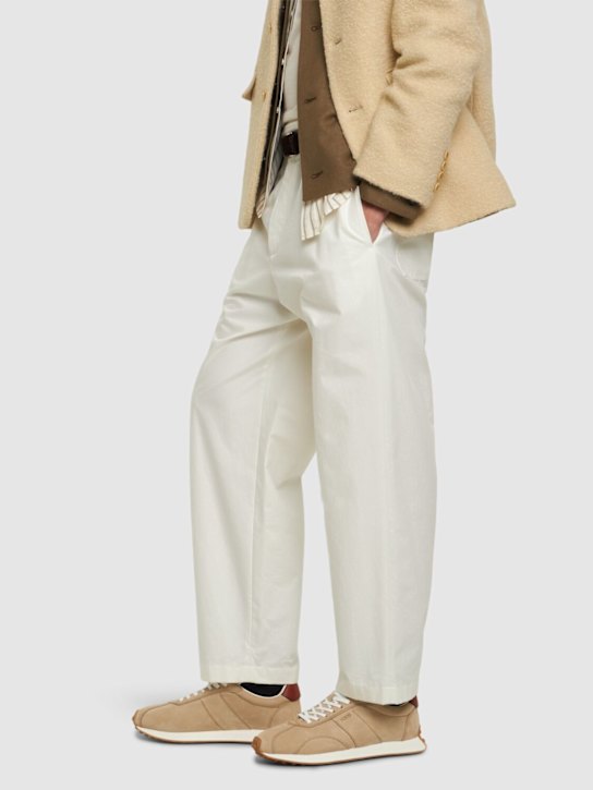Tod's: Suede low top sneakers - Beige - men_1 | Luisa Via Roma