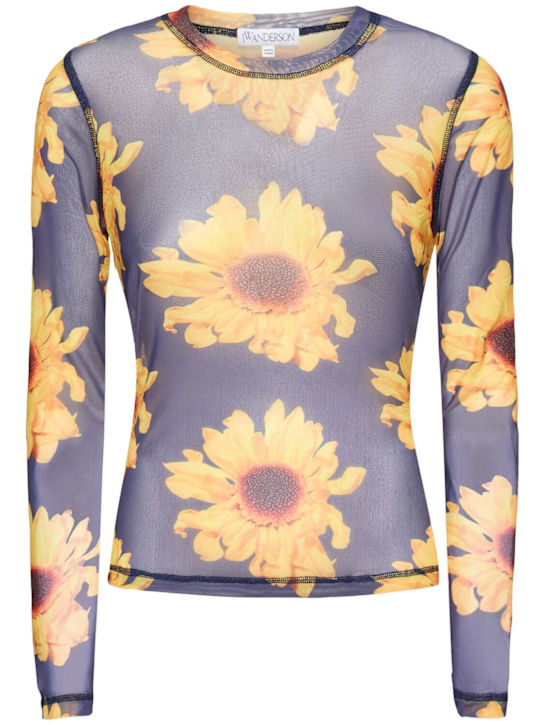Flower print mesh top - Thumbnail 1