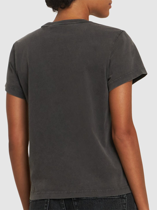 Alexander Wang: T-shirt con logo - Grigio Scuro - women_2 | Luisa Via Roma