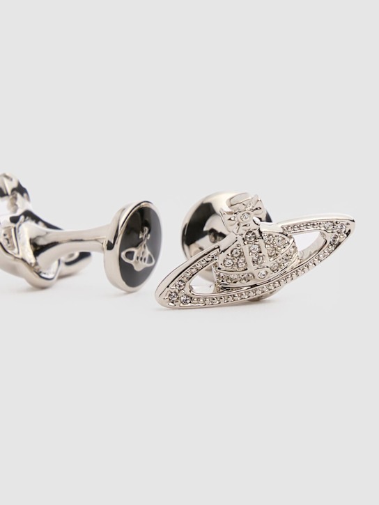 Vivienne Westwood: Mini bas relief crystal cufflinks - men_1 | Luisa Via Roma
