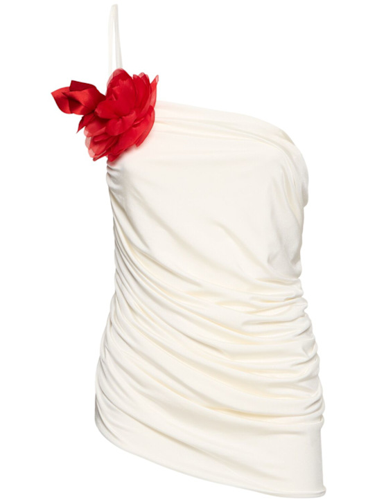 Draped jersey one shoulder top - Thumbnail 1