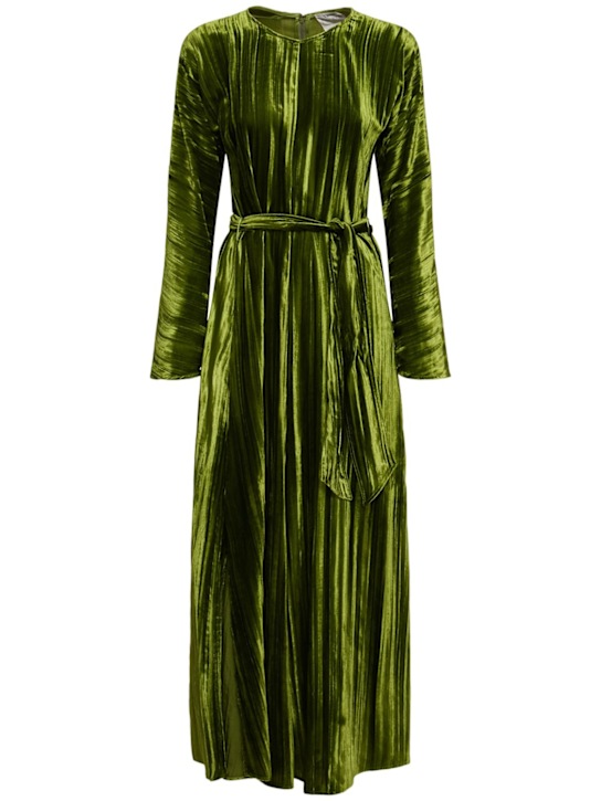 Forte_forte: Abito midi plissè in velluto con cintura - women_0 | Luisa Via Roma