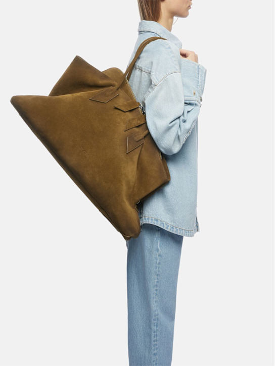 The Attico: Borsa shopping grande La Passeggiata in camoscio - Marrone - women_1 | Luisa Via Roma