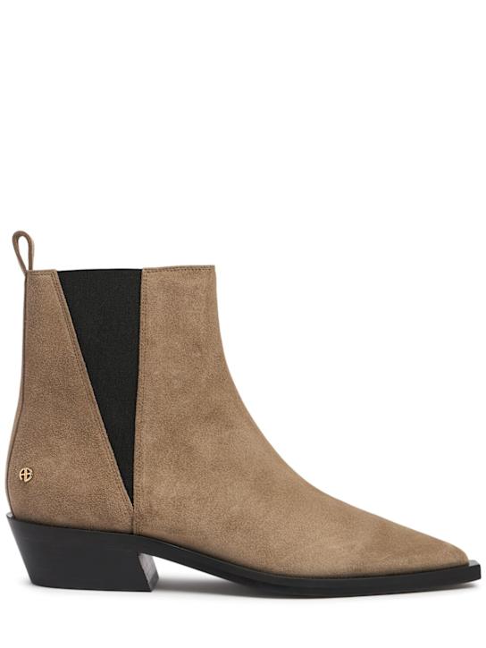 ANINE BING: 35mm Bekah suede flat boots - women_0 | Luisa Via Roma