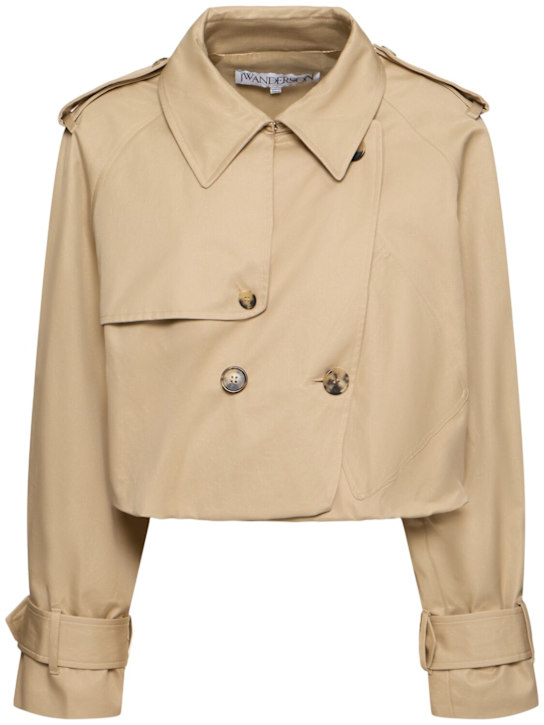 JW Anderson: Cotton twill cropped trench coat - women_0 | Luisa Via Roma