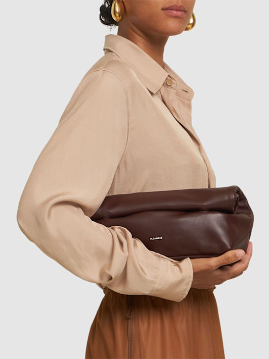 Jil Sander: Small Rollup soft leather shoulder bag - women_1 | Luisa Via Roma