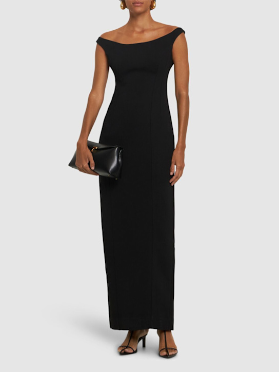 Toteme: Curved off-the-shoulder crepe long dress - women_1 | Luisa Via Roma