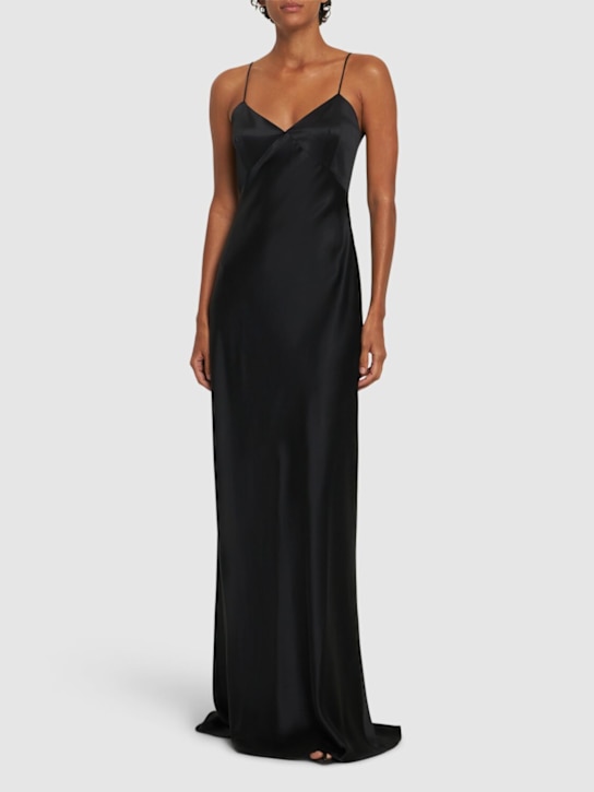 Max Mara: Riccio silk satin long dress - women_1 | Luisa Via Roma