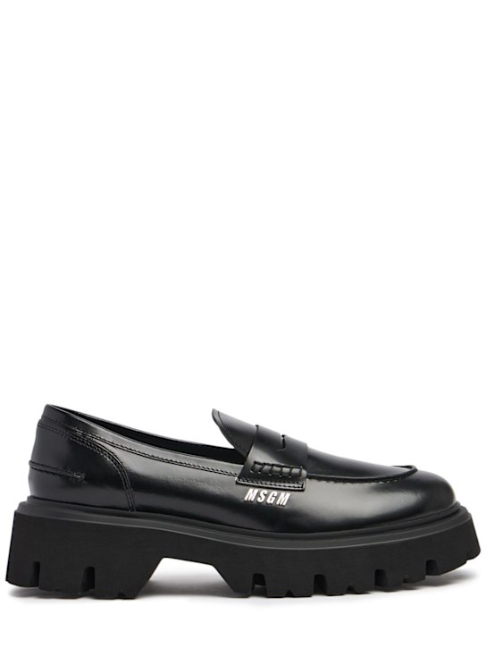 MSGM: Brushed leather loafers - men_0 | Luisa Via Roma