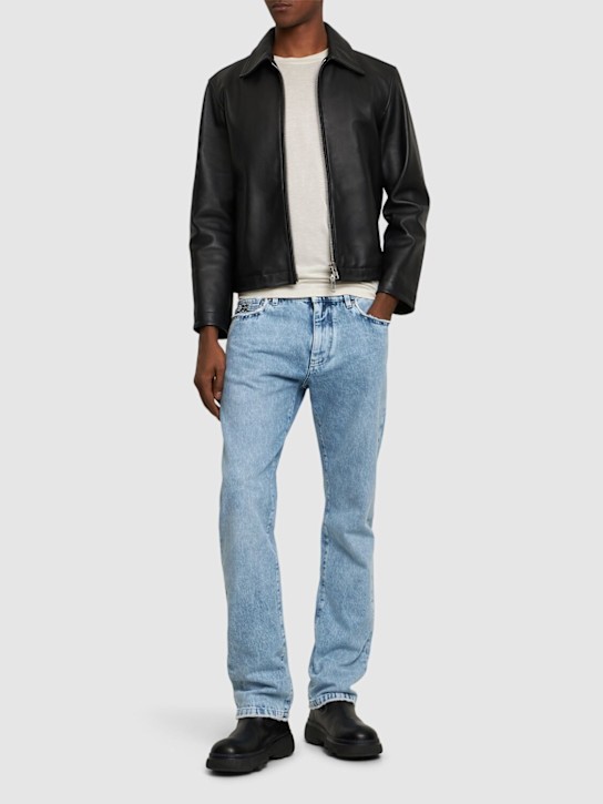 Versace: Stonewashed denim straight jeans - men_1 | Luisa Via Roma