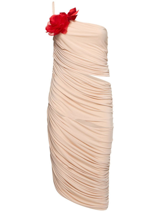Draped jersey one shoulder midi dress - Thumbnail 1