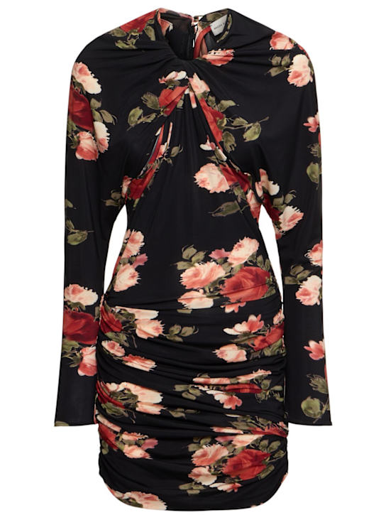 Draped printed jersey mini dress - Thumbnail 1