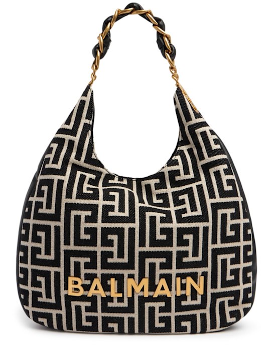 Balmain: 1945 Soft hobo monogram shoulder bag - women_0 | Luisa Via Roma