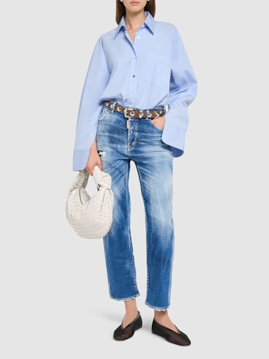 Dsquared2: Boston stretch high rise straight jeans - women_1 | Luisa Via Roma