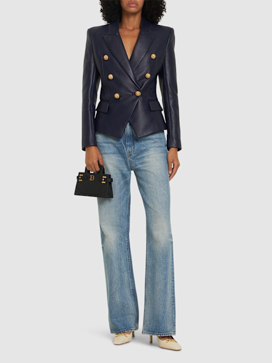 Balmain: Buttoned leather jacket - women_1 | Luisa Via Roma