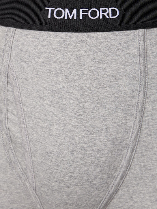 Tom Ford: Stretch cotton leggings - Grey - men_3 | Luisa Via Roma