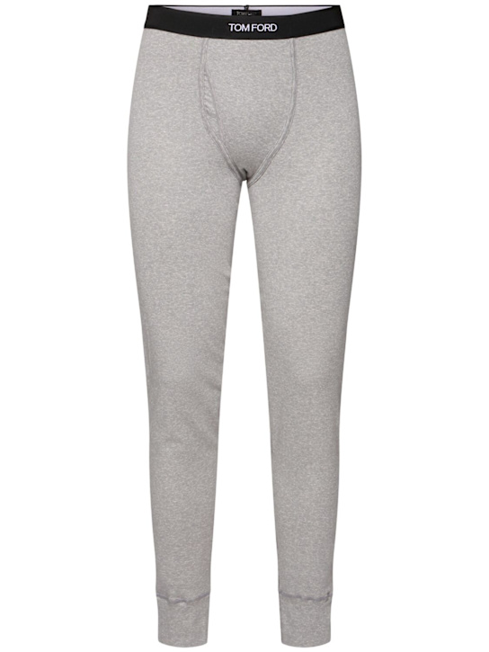 Tom Ford: Stretch cotton leggings - Grey - men_0 | Luisa Via Roma