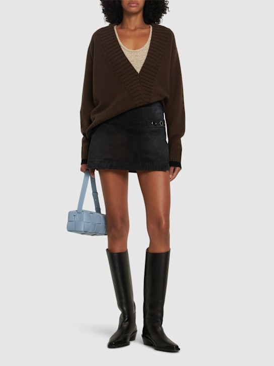 MSGM: Embellished denim mini skirt - women_1 | Luisa Via Roma