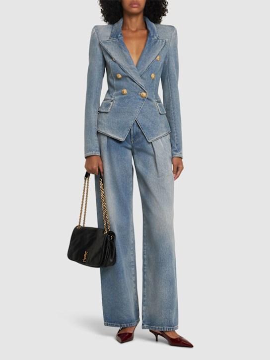 Balmain: Buttoned denim jacket - women_1 | Luisa Via Roma