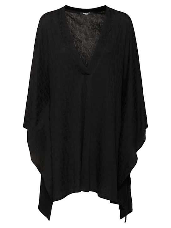 Balmain: Cotton blend jersey v-neck kaftan - women_0 | Luisa Via Roma