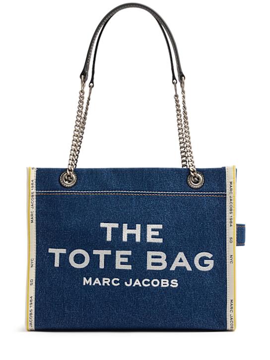 Marc Jacobs: Borsa The Medium Tote in denim con catena - women_0 | Luisa Via Roma