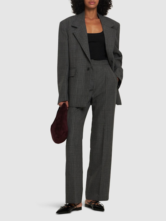 MSGM: High rise wool straight pants - women_1 | Luisa Via Roma