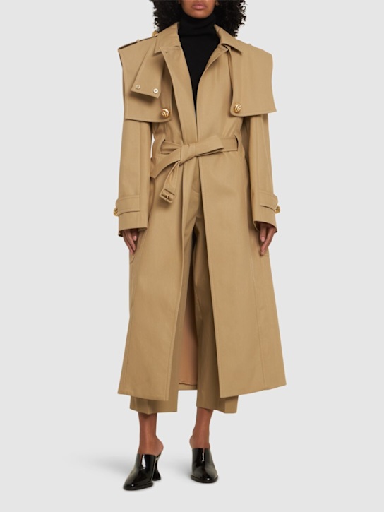Balmain: Tailored cotton gabardine trench coat - women_1 | Luisa Via Roma