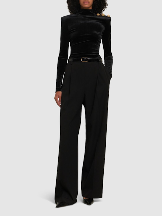 Balmain: ハイネックベルベットトップ - women_1 | Luisa Via Roma