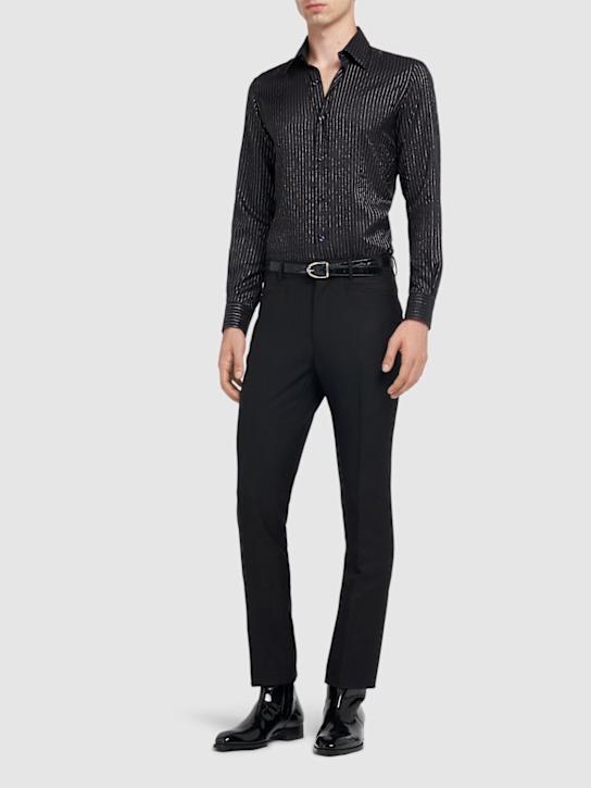Tom Ford: Striped silk blend slim fit shirt - men_1 | Luisa Via Roma