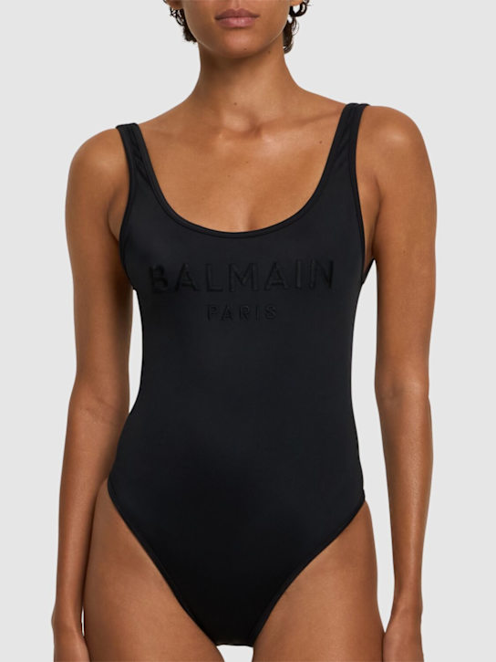 Balmain: Logo Lycra one piece swimsuit - women_1 | Luisa Via Roma